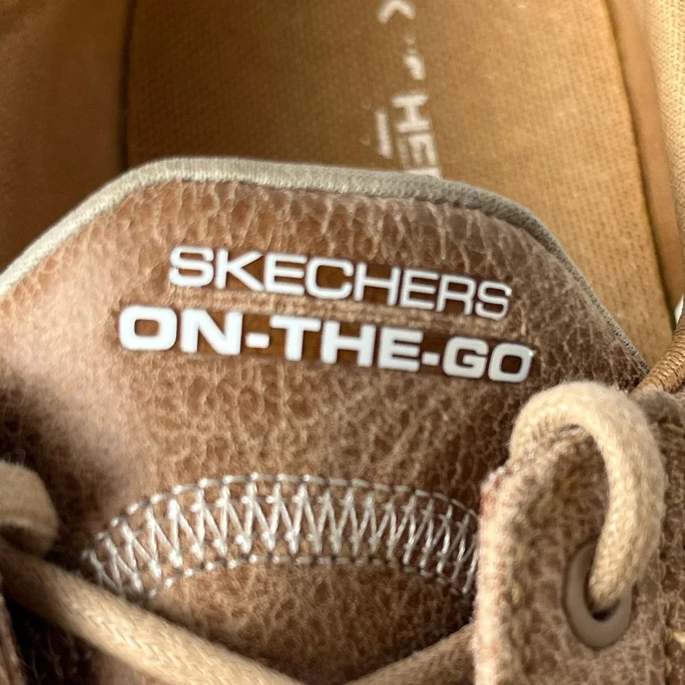 Skechers On-The-Go Boat Shoes Canvas Slip On Comfort Casual Tan Womens 11